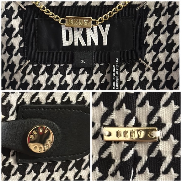 DKNY Women’s Houndstooth Cape-Sleeve Jacket w/Open Front Collarless Detail in XL - Picture 16 of 16